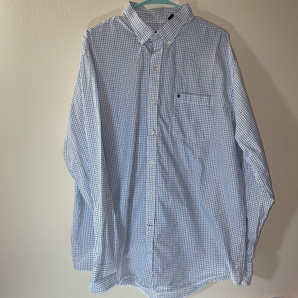 Izod Dress Shirt Button Down Pin Stripe Classic Regular Fit Long Sleeve Shirt - Picture 1 of 6